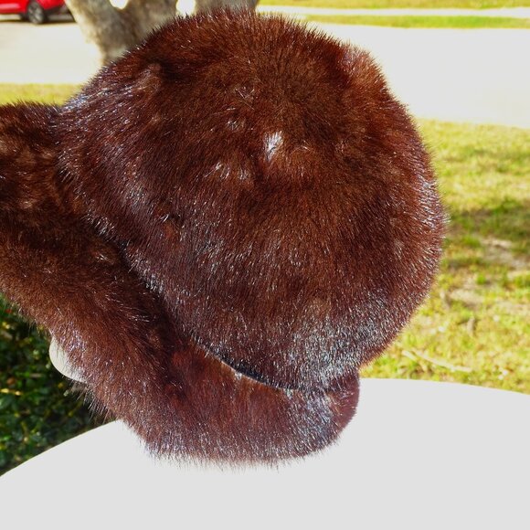 Dark Brown Brimmed Mink Hat Small main image 10
